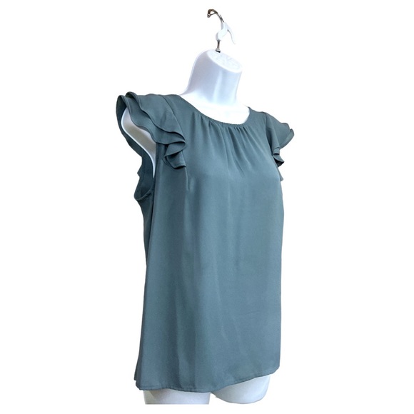 Sz Small Loft Sleeveless Ruffle Shoulder Blouse - Picture 3 of 6